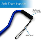 RMS Folding Cane with Offset Foam Handle, Adjustable Walking Stick with Carrying Pouch (Blue)