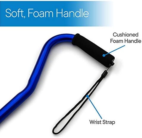 RMS Folding Cane with Offset Foam Handle, Adjustable Walking Stick with Carrying Pouch (Blue)