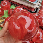 Red Crystal Ball with Stand – Natural Smelting Quartz Sphere for Meditation, Healing, Feng Shui, Divination, Home Decoration Gift,1.2in(3cm)