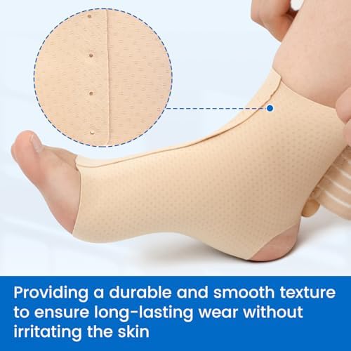 Velpeau Foot & Ankle Support Brace Compression Sleeve with Adjustable Strap, Elastic Wrap for Plantar Fasciitis, Achilles Tendonitis, Sprained, Sports Bandage Sock for Men & Women(Single, Khaki, M)