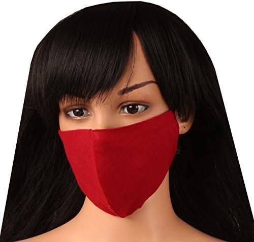 Touchstone soft cotton filter pocket double layer face mask Reusable Machine Washable for men, women. (Pack of 3). Pink Maroon Navy Blue