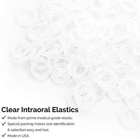 JMU Orthodontic Rubber Bands 1/4 Medium 6.4 mm Clear Orthodontic Elastics 4.5oz 500 pack Latex Free Dental Rubber Bands Made in USA