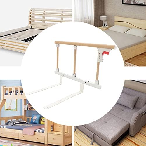 Bed Rail, Bedside Foldable Wooden Bed Assist Grab Bar - Easy to Assemble, Safety Frame for Seniors Care, Safe Handrail Available for Most of Bed Size Adjustable Bed Guard Support