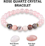 Rose Quartz Crystal Bracelet, Pink Quartz Opal Peru Love Friendship Men Women Bracelet, for Money Wealth Business Prosperity Feng Shui Good Luck Energy Chakra Stone Beaded Bracelet