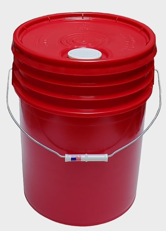 5 Gallon Bucket with Lid & Handle Pour Spout Airtight Food Grade HDPE Pail Storage Container Leak Proof Gamma Seal Premium Quality BPA Free Buckets All Purposes Liquid Contents FDA Compliance (Red)