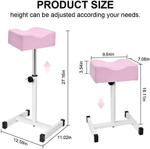 FLOLXNB Pedicure Manicure Footrest, Foot Massage Manicure Nail Beauty Stool Stand, Adjustable Height Footstool for Home Beauty Salon Spa Tattoo (Pink)