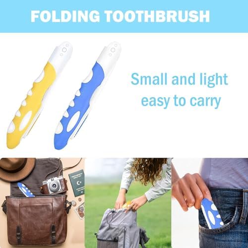 2-Pack Folding Travel Toothbrushes – Soft Bristle, Compact & Portable Toothbrush for Camping, Hiking, Business Trips & Daily Use