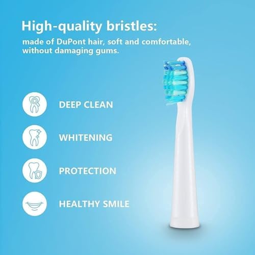Toothbrush Heads Compatible with Fairywill D7/D8/FW507/508, 551/917/959/D1/D3 (10pcs-White Med, 0 Count (Pack of 1))