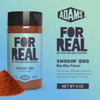 FOR REAL Smokin' BBQ Seasoning - Bold BBQ Spice Blend with Chili, Garlic & Paprika - Gluten Free, Kosher, No Seed Oils or MSG - Ideal for Ribs, Chicken & Salmon - 6oz