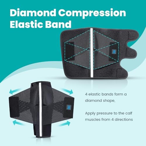Calf Brace Compression Sleeve for Torn Calf Muscle fit Men & Women, Innovative 2 Layer Elastic Bandage for Legs adds Extra Pressure for Strain, Swelling, Cramps, Varicose Vein -S/M