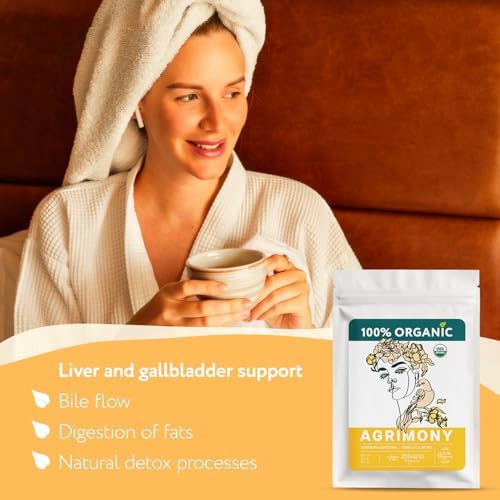 Organic Agrimony Herb (3oz.) - Agrimonia eupatoria – Dried Agrimoney Loose Leaf Tea – Traditional Digestive Herbal Tea – Product of Ukraine