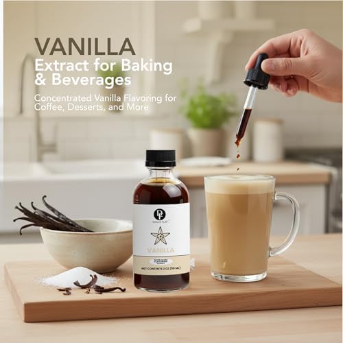 Dolce Flav Natural Water-Soluble Flavor Extracts – Sugar-Free, Kosher, Allergen-Free Concentrated Flavorings for Baking, Desserts, Beverages & More, Vanilla Extract, 2 oz