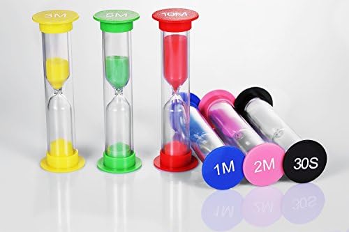 Dsmile Sand Timer,Plastic Hourglass Timer,Colorful Sandglass Hourglass Sand Clock Timer 30sec / 1min / 2mins / 3mins / 5mins / 10mins (12pcs)