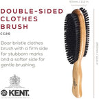 Kent CC20 Double Sided Cherrywood Clothes Brush and Lint Remover, Firm Side for Dust and Dirt, Soft Side for Gentle Brushing for Keeping Fabrics Free from Fibres, Fluff and Pet Hair, Made in England