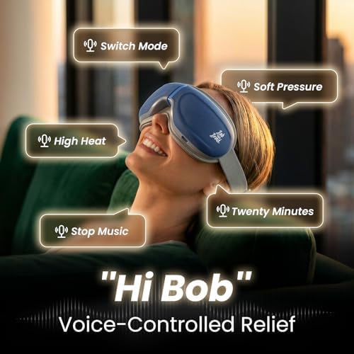 BOB AND BRAD Eye Massager with Heat and Cooling Voice Control, FSA Eligible HSA, EyeOasis 3 Voice Temple Massage, Heated Eye Massager for Migraines & Dry Eyes Relief, Ideal Gift for Women Men