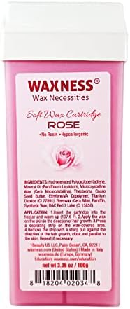 Waxness Soft Wax Cartridge Rose – Pack of 6 × 3.38 oz (96 g) – Professional Strip Wax Roll-On for Face & Body – Made in Italy