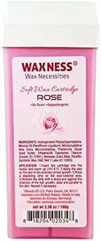 Waxness Soft Wax Cartridge Rose – Pack of 6 × 3.38 oz (96 g) – Professional Strip Wax Roll-On for Face & Body – Made in Italy