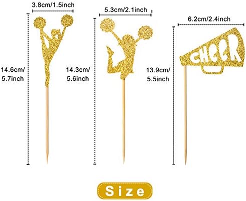 36 Pieces Cheerleader Cupcake Toppers Glitter Cheerleading Gymnastics Cupcake Picks Cheer Team Cake Decorations Gymnast Girl Toothpicks Cake Decor for Girls Birthday Party Favors Supplies