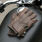Milwaukee Leather MG7561 Men's Brown Leather Gel Padded Palm Fingerless Motorcycle Hand Gloves Made W/ ‘Naked Leather’