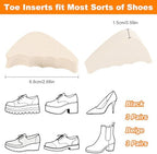 6 Pairs Shoe Inserts for Shoes Too Big, Adjustable Toe Filler Inserts with Ergonomics Design, Reusable Sponge Shoe Size Reducer for Women Men Casual Sports High Heels Boots (Black & Beige)