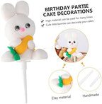 OUNONA 2Pcs Carrot Bunny Cake Picks Cute Birthday Cake Decoration Dessert Ornament for Party Celebrations Creative and Adornments for Cakes and Cupcakes
