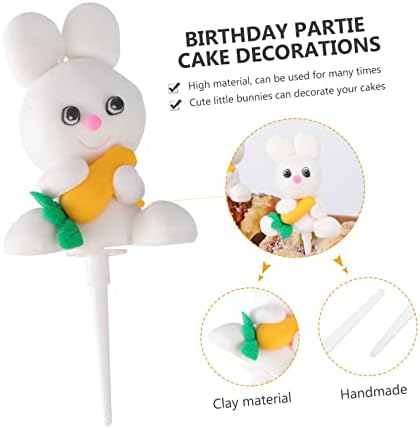 OUNONA 2Pcs Carrot Bunny Cake Picks Cute Birthday Cake Decoration Dessert Ornament for Party Celebrations Creative and Adornments for Cakes and Cupcakes