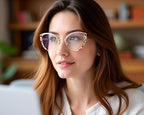 HJSTES Blue Light Blocking Glasses Women Trendy Cat Eye Metal Frame Computer Reading Eyewear(Leopard)
