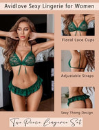 Avidlove Sexy Lingerie Set for Women Lace Bra and Panty Sets 2 Piece Sheer Babydoll Outfits S-XXL