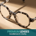 2SeeLife Oversized Hexagon TR-90 Reading Glasses for Men & Women – Medium–Wide Fit, Durable, Spring Hinges, Premium Readers, Gray Tortoise, +3.00