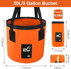5 Gallon Bucket for Cleaning, Collapsible Mop Bucket Wash Basin Foldable Car Wash Buckets for Fishing Shower Travel, Portable Water Storage Containers for Household RV Essentials and Beach Supplies