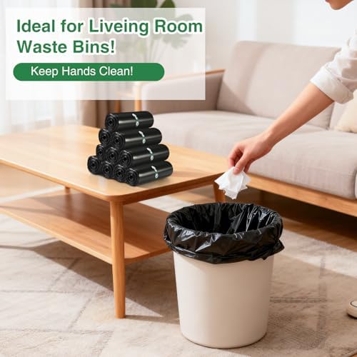 220 Counts 5 Gallon Trash Bag Drawstring Small Trash Bags, Thick Pre-separated Garbage Bags, Trash Bin Liners, Suitable for bathroom, kitchen, bedroom, office (Black)