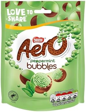 Original Aero Bubbles Peppermint Pouch Imported From The UK England British Chocolate Nestle Aero Bubbles Peppermint 80g
