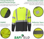Hi Vis Safety Shirts for Men Reflective,High Visibility Work T-Shirt Short Long Sleeve with Pocket, 3 and 5 Pack