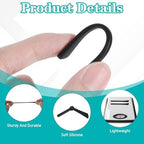 Anti-Slip Silicone Eyeglass End Tips 10 Pairs Eyeglasses Replacement Temples Glasses Ear Cushion Sock Pieces Tube Eyewear Comfort Replacement Tips for Flat Thin Metal Eyeglass Legs - Black