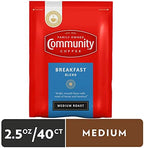 Community Coffee Ground Coffee Packets, Breakfast Blend Medium Roast, Pre-Measured 2.5 Ounce Individual Coffee Packets, Box of 40