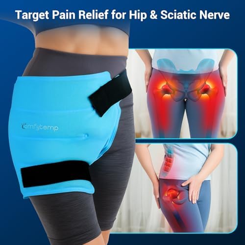 Comfytemp Hip Ice Pack Wrap for Sciatica, Hip Replacement Kit, Reusable Gel Ice Pack for Injuries, Pain Relief, Cold Compress Surgery Recovery Items Physical Therapy for Men Women (S/M)
