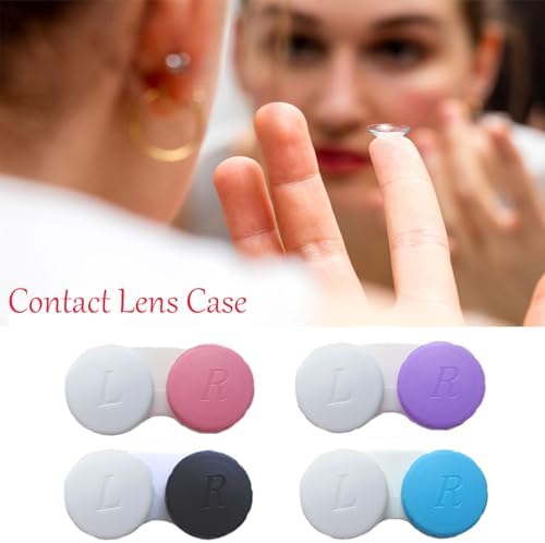 4 Pack Contact lens case Bulk Colorful Contact Lens Soak Storage Box Holder Container(Mixed Colors)