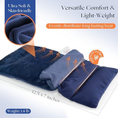 Microwavable Heating Pad with Washable Cover 13x7 Inch Flaxseed Microwave Hot Pack, Lavender Scent, Moist Warm Compress for Relaxation, Non-Electric & Portable