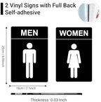 Restroom Sign - (2 Pack) 9"x6" Women and Men for Business with Strong Self-Adhesive, Bathroom Signs for Home Door or Wall, Ideal Unisex Bathroom Sign for Women and Men, Easy to Install