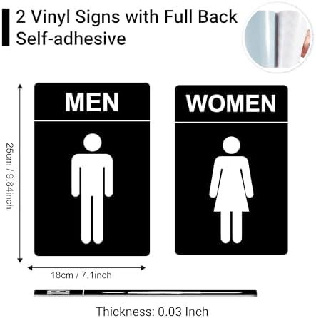 Restroom Sign - (2 Pack) 9"x6" Women and Men for Business with Strong Self-Adhesive, Bathroom Signs for Home Door or Wall, Ideal Unisex Bathroom Sign for Women and Men, Easy to Install