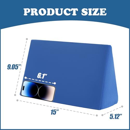 Small Wedge Pillow, Wedge Pillow for Bed Sores, Positioning Pillow, Positioning Wedge, Mini Pillow for Laptop and Yoga, Small Foam Wedge for Chair (1 Unit, Blue)