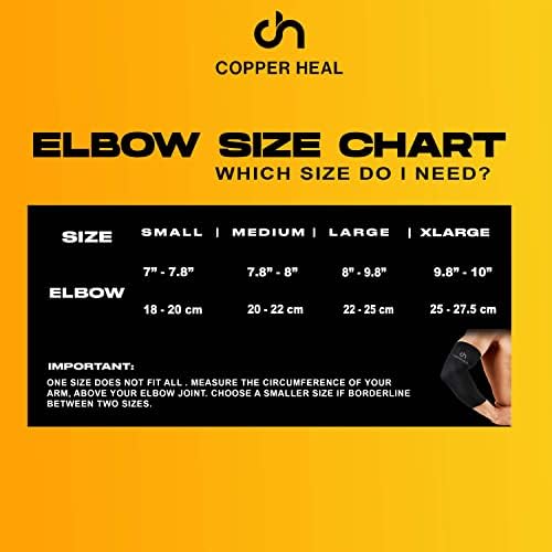COPPER HEAL Elbow Compression Sleeve - Sport Recovery Elbow Brace GUARANTEED with Highest Copper Infused Content Support Stiff Sore Muscles Joints Arm Tennis Basket Wrap