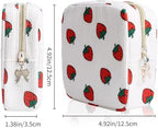 Period Bag for Women, Portable Corduroy Sanitary Napkin Storage Bag Strawberry Period Pouch with Zipper, Sanitary Pads Bag Tampons Holder for Purse, First Period