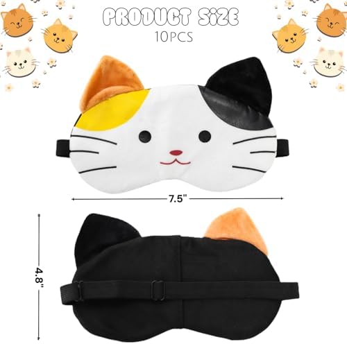 ZOOFOX 10 Pack Cute Eye Mask for Kids, Colorful Cartoon Soft Plush Blindfold, Funny Animal Eyeshade Cover for Kids Teens Girls Women Sleep Travel Nap Party Supplies