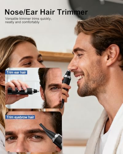 Nose Hair Trimmer for Men and Women,2026 Professional Painless IPX7 Waterproof Eyebrow & Facial Hair Trimmer,USB Rechargeable with LED Display Dual-Edge Blades for Smoother Cutting,BlackSilver