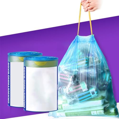 TopHomer 100 Pcs Blue Thickened Drawstring Rubbish Tip Refuse Sacks Garbage Bags with Point-Break Design for Indoor & Outdoor Use (45 * 50cm)