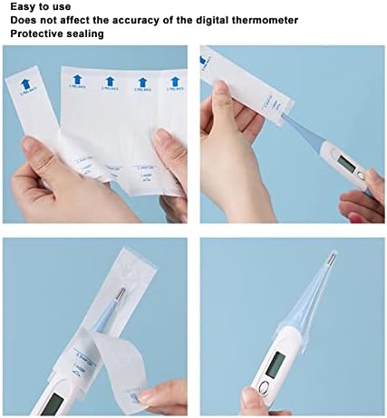 Hilitand 50PCS Disposable Thermometer Probe Cover Set, PE Film Paper 9.5x2.5cm, Accurate for Digital Thermometer, #411, Hilitand3emc6wi8v4
