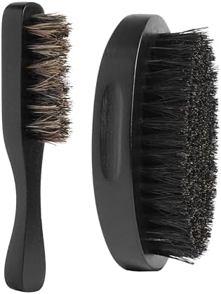 Beard Brush for Men - Natural Boar Bristle Beard Brush Kit - Soft Small Mustache Brush for Men - Premium Travel Grooming Set by Hunter Jack