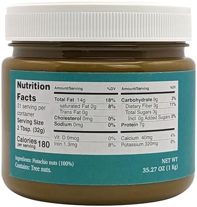 Nutural World - Smooth Pistachio butter 35 Oz (1kg) / 100% pure single ingredient - Great Taste Award winner