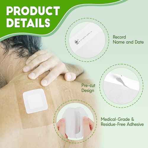 50Pack Transparent Film Dressing - 4" x 4.75" Waterproof Bandages for Wounds, Wound Dressing for Swimming, Post Surgical Shower, IV Shield, Tattoo Aftercare Wound Care, Adhesive Patches